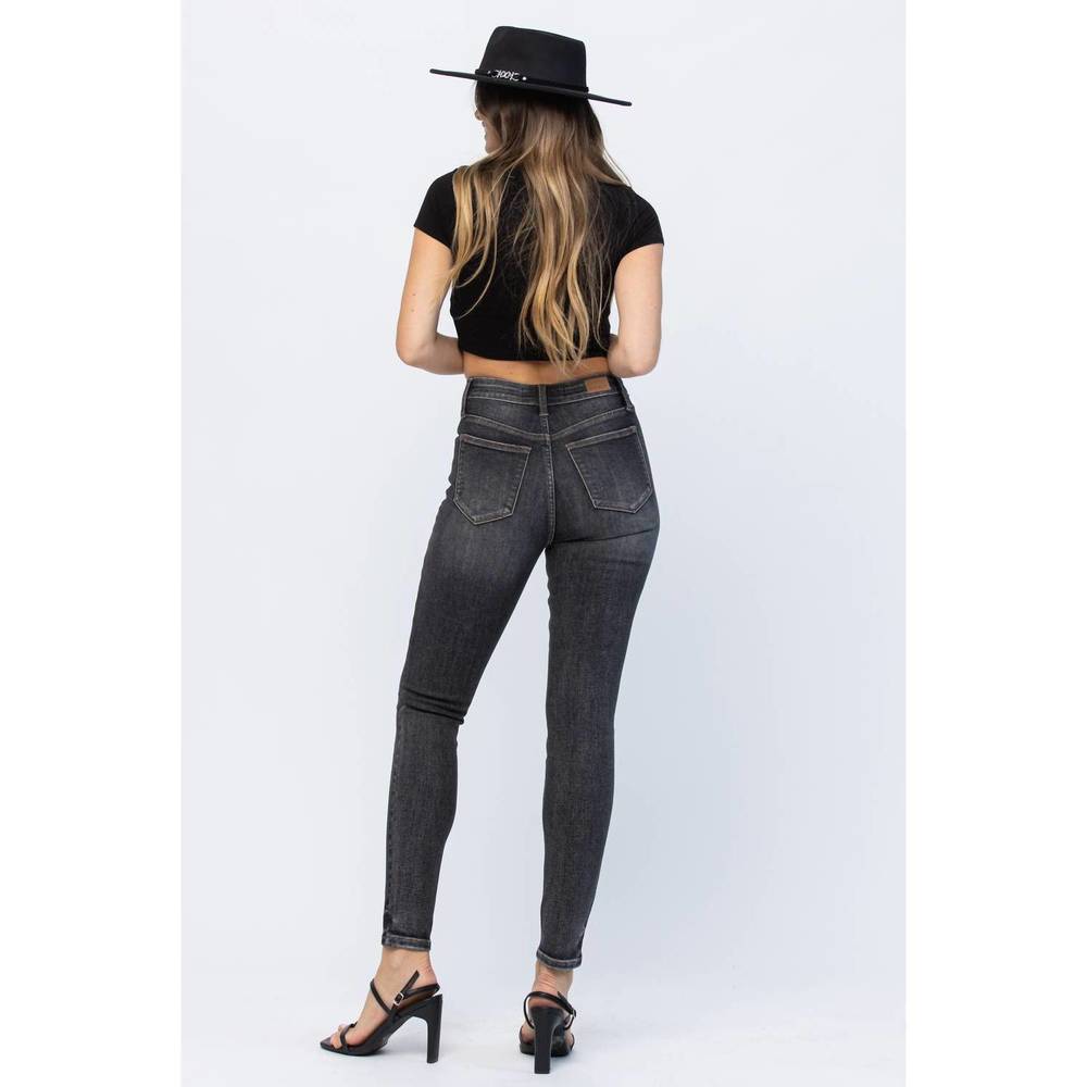NEW JUDY BLUE high waist vintage black yoke skinny in black